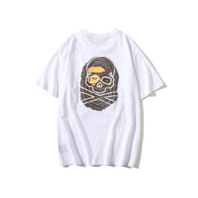 China New Style Hotsale Anti-wrinkle T-shirt Unisex Casual Skull Bape Joint 3D Foam Printing Loose Round Neck Tee Shirt for sale