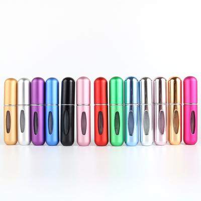 China 5ml Shell Glass Atomizer Bottles Eco-friendly Bottom Filled Fine Colored Mini Aluminum Material Mist Spray Perfume Bottle for sale