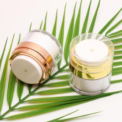 China Wholesale 15g 30g Eco-friendly Acrylic Cosmetic Jars Gold Silver Round Shape Pump Luxury Skin Care Cream Airless Jar For Lotion for sale