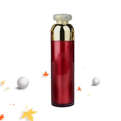 China Eco-friendly 15ml 30ml 50ml empty plastic round beautiful quality stylish red lotion pump bottles for cosmetic packaging for sale