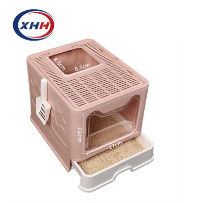 China New Design Wholesale Viable Large Collapsible Cat Litter Box With Included Full Drawer Pet Toilet Box for sale