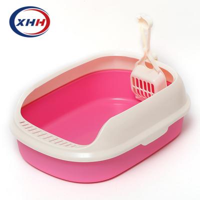 China Durable Wholesale Cat Litter Box Double-Layer Polyester Factory Anti-Crack Cat Toilet Raised Side Cat Litter Box for sale