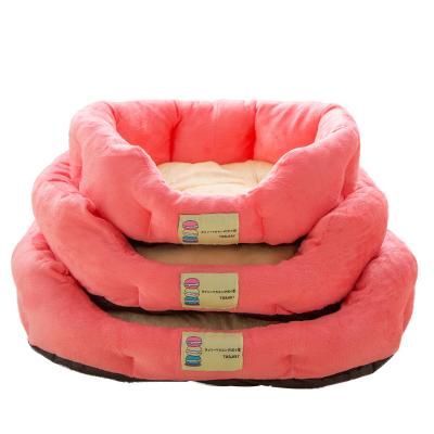 China Viable Waterproof Double Sided Pet Beds And Accessories Plush Macaron Pet Nest PP Cotton Rectangle Medium Small Pet Bed for sale