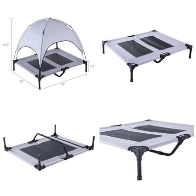 China Travel Dog Bed Durable Outdoor Indoor Waterproof Breathable Raised High Dog Bed With Canopy Shade for sale