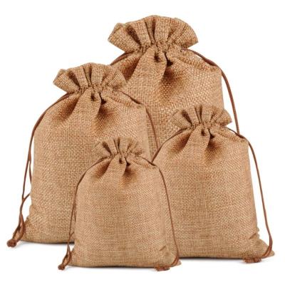 China Recyclable Santa Sack Christmas Gift Bag Jute Drawstring Jute Pouch for sale