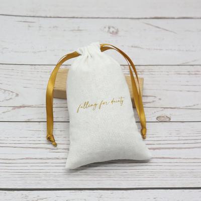 China Small Recyclable White Cotton Pouch Jewelry Drawstring Pouch Cotton Custom for sale