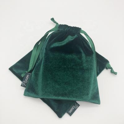 China Recyclable custom high quality multi purpose tote bag gree velvet drawstring gift pouch with logo custom for shoes handbag clothes for sale