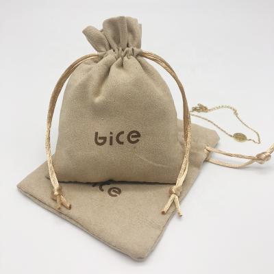 China Custom Safety Suede Small Pouches Jewelery Packaging Gift Drawstring Jewelry Suede Pouch for sale