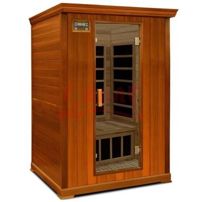 China Indoor computer control panel sauna room for 2 person, red cedar infrared cabin, classic infrared sauna for sale