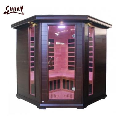 China Computer Control Panel Sauna Cabin Hemlock Infrared Sauna Painting Corner Room for sale