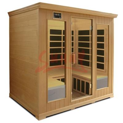 China Computer Control Panel Far Infrared Hemlock Sauna Cabin, 4 Person Infrared Heat Infrared Sauna Room for sale