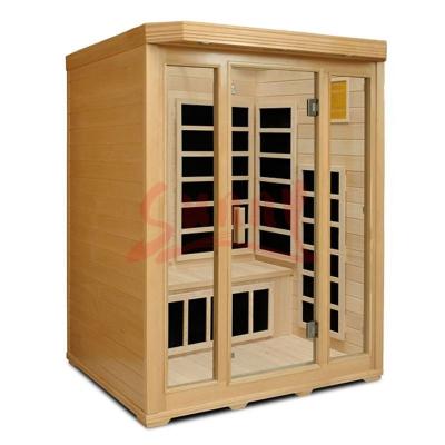 China Computer Control Panel Carbon Sauna Infrared Dry Sauna Cabin, Hemlock and Full Spectrum for 3 Person for sale