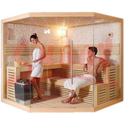 China Computer control panel corner sauna room with stove steam, Infrarotkabine, nudist sauna for sale