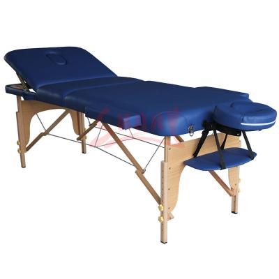 China Wooden Massage Table Sunny Folded Massage Table Beauty Couch Bed 3 Section Massage Bed for sale