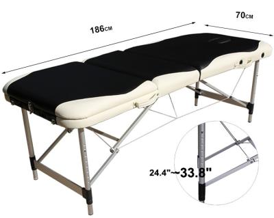 China Black White Massage Table Mix Color Folding Massage Table, 3 Massage Movable Bed For Spa Beauty for sale