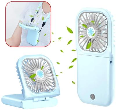 China 13 Hours Working 4 IN 1 USB Rechargeable Folding Fan 3 Speeds Portable Halter Desk Quiet Fan With Cell Phone Holder for sale