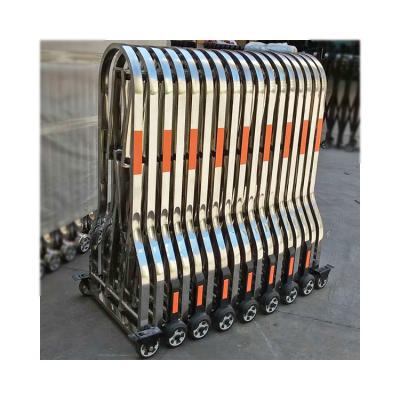 China Stainless Steel Accordion Barrier Stainless Steel Tension Gate With Wheels for sale