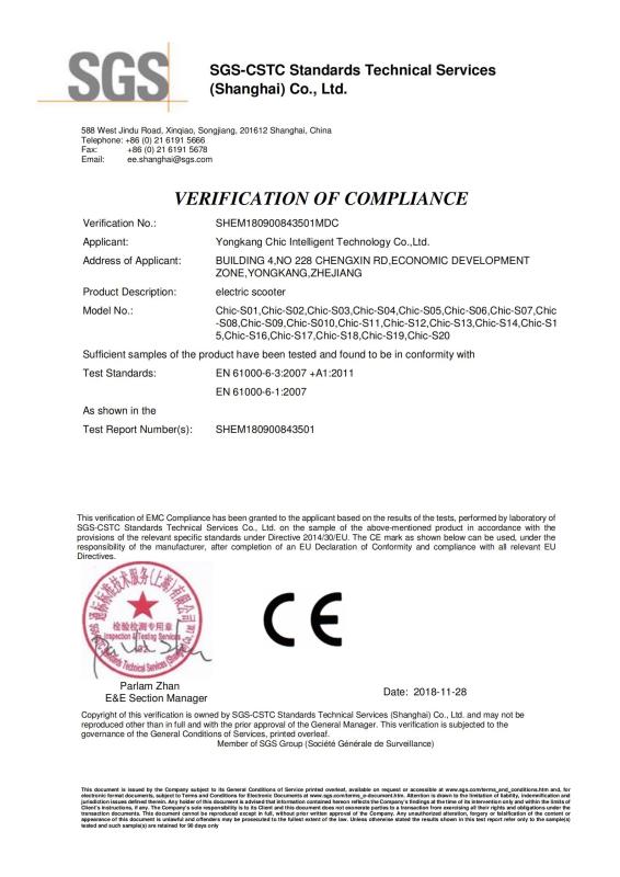 CE - Yongkang Jinling Vehicle Co., Ltd.