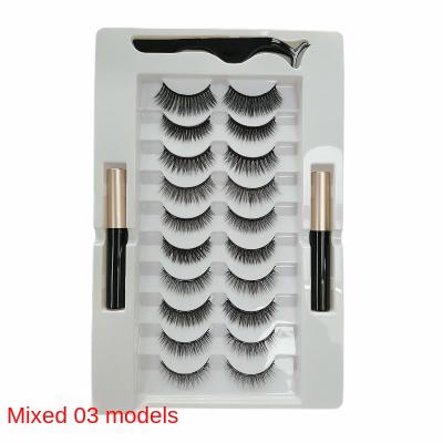 China High Quality Daily Makeup Application 10 Pairs Of Magnet Mixed Eyelashes Set Glueless Set Of Two Magnetic Liquid Eyeliner Lashes for sale