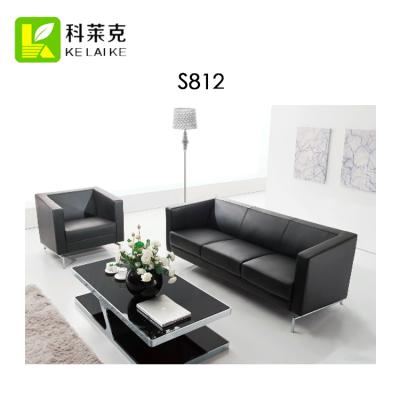 China Simple Design Regular Modern Classic Black Leather Sofa Set 3 2 1 Seat Office Waiting Room Office Sofa for sale