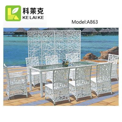 China Outdoor Designer Modern Outdoor Rattan All Weather Wicker Garden Patio Place Leisure Table and Chair Set for sale