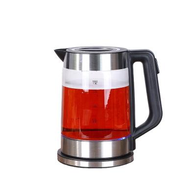 China Hot selling 1.8l fashion design black color stainless steel portable tea pots whistle glass kettle electrical water kettle Te koop