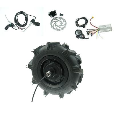 China Vehicle M 11inch 48V500W 8km/h High Torque Tractor Four Wheel Tire Geared Hub Motor Kit For Wheelbarrow for sale