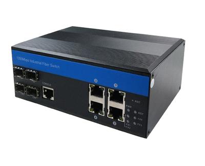 China Industrial Telecommunication and Security 1000M Unmanaged Daisy Chain Switch 4 SFP Switch with 4 Ethernet Ports for sale