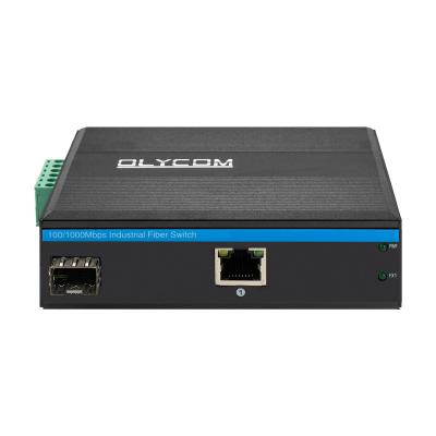 China Transport 1 SFP fiber+1 UTP outdoor gigabit fiber DC48V optical industrial media converter poe for sale