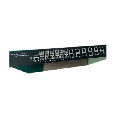 China Telecommunication & CCTV Systems 12*10/100/1000Base-TX+ 12*1000Base-Fx SFP Managed Switch Industrial for sale