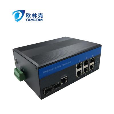 China Telecom 10/100/1000M 2 Port SFP + 6 Port RJ45 POE Industrial Managed Fiber Switch for sale