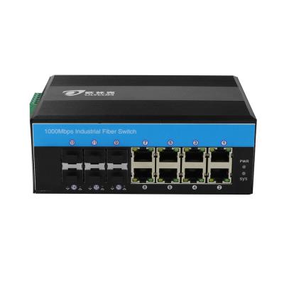 China FTTX 8 Network 14 Port 6 SFP Fiber To Industrial Ethernet Rj45 Gigabit 1000M POE Smart Managed Switch for sale