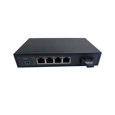 China Telecommunication 10/100mbps 1 fiber to 4 UTP Dual Fiber Unmanaged Million Bit Ethernet Fiber Optic Switch for sale