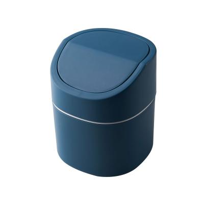 China Mini Small Sustainable Desktop Trash Can Waste Bin Covered Bedroom Bedside Trash Can for sale