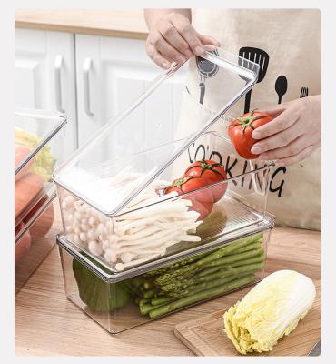 China Viable Customization Kitchen Stackable Container Storage Box Bins Refrigerator Drawer Refrigerator Transparent Plastic Bin for sale