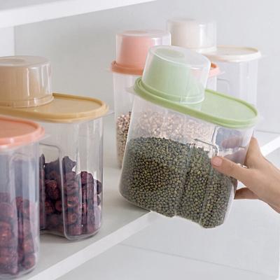 China Freshness Keeping Customization Cereal Dispenser With Lid Storage Box Plastic Rice Container Food Sealed Jar Cans For Dry Kitchen Grain for sale