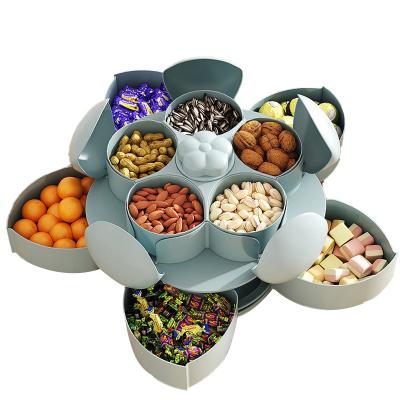 China New Freshness Preservation Snack Box Nut Flower Candy Fruit Dish Food Storage Case Two-Deck Dried Fruit Storage Organizer for sale