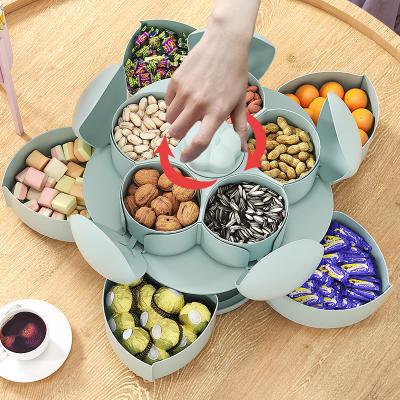 China Freshness Preservation Cheapest Price Freshness Preservation Snack Box Nut Flower Candy Fruit Dish Food Storage Case Two-Deck Dried Fruit Storage Organizer for sale