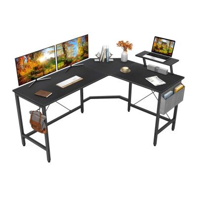 China With Shelf GDLT Black Game Table Metal Workstation Computer Home Office L Shaped Desk for sale