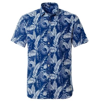 China Custom dark blue pattern shirts sublimation printed logo anti-pilling new style short sleeve gym sports men beach wear for sale