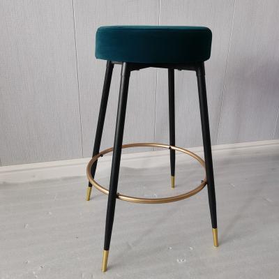 China Home Modern Simple Modern High Reception Chair Cashier Velvet Stool Metal Foot Bar Chair for sale