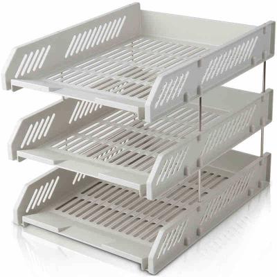 China Adjustable Three-Layer Plastic Data Storage Rack Folder(Other) Horizontal File Organization Basket for sale