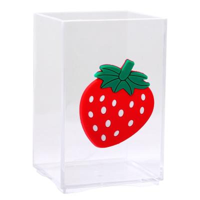 China Cute Clear Acrylic Desktop Instagram Desktop Clear Pen Holder Instagram Stationery Storage Box Students Makeup Brush Storage Desktop Bucket for sale