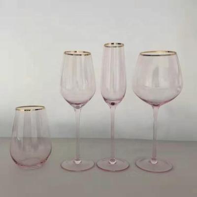 China COLORFUL WITH GOLD RIM Maysun High Quality Gold Rim Drinkware colored glass tumbler set for wedding for sale