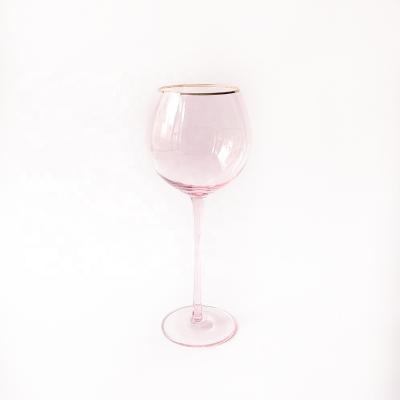 China COLORFUL WITH GOLD RIM High Quality Custom Round Wine Glassware Drink Beware Goblet For Hotel for sale