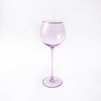 China COLORFUL WITH GOLD RIM Customized Colors Wedding Wine Glass Goblet For Hire for sale