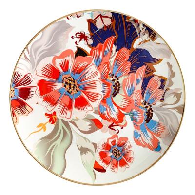 China Maysun Restaurant Round Color Crockery Serving Dish Viable Gold Rim Decoration Party for sale