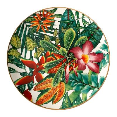 China Hot Sale Factory Supply Viable Wedding Under Ceramic Gold Rim Charger Serving Plates Decoration Plates for sale