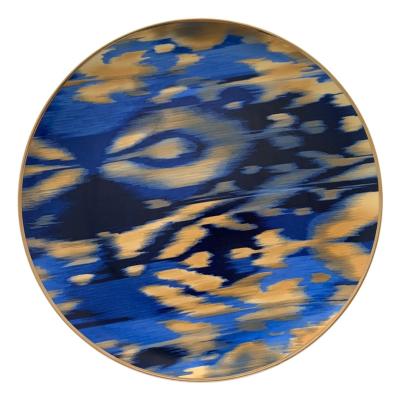 China Sustainable Simple Blue Marble Round Ceramic Charger Plates For Wedding Events for sale