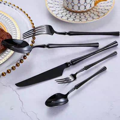 China Viable Design of Maysun Black Handle Elegant Cutlery Dining Silverware Set for Wedding for sale